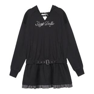 SagiDolls少女斗志不挑身材!甜酷街头休闲带帽宽松卫衣连衣裙显瘦