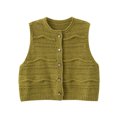 加厚保暖文艺针织开衫马甲