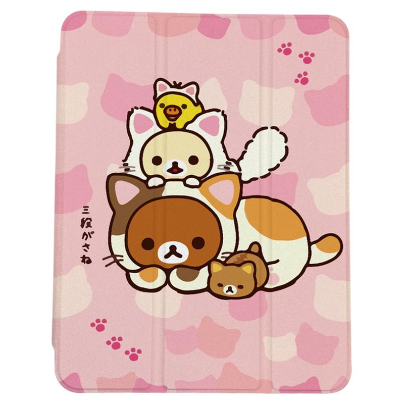 叠叠轻松熊iPad防弯旋转笔槽壳