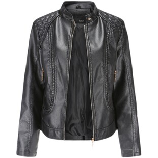 春秋高端小资百搭皮衣外套女款2026春季新款大码立领PU皮夹克短款