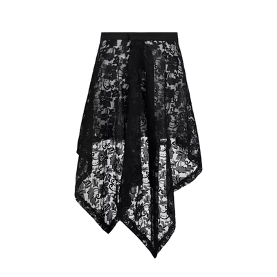 春秋叠穿下摆斜裁蕾丝屁帘女