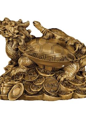 纯铜龙龟摆件八卦龟母子龙龟客厅