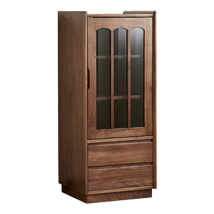 yamoo北美黑胡桃木酒柜北欧简约全实木立柜家用客厅储物展示柜