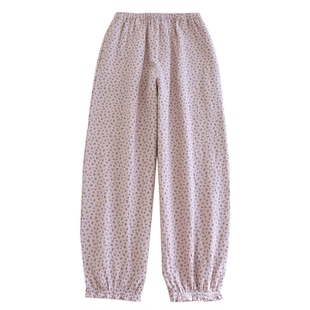 清雅碎花睡裤女纯棉纱布2026春秋薄款收口花苞长裤全棉夏季家居裤