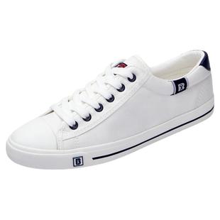 人本男鞋韩版低帮平底大码板鞋白色透气帆布鞋青少年潮流休闲鞋子