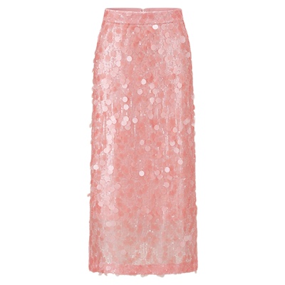 SHROENRO高腰直筒后开叉半裙