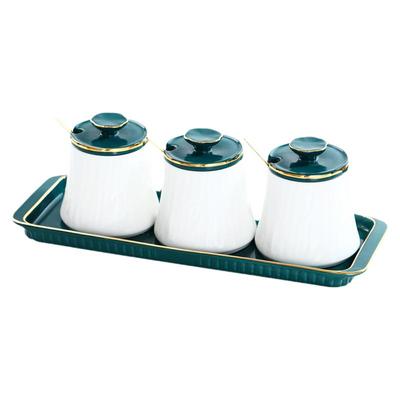 网红家用厨房绿釉陶瓷带托盘撞色