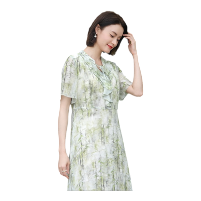 佐尔美高质感 气质优雅渐变桑蚕丝中长连衣裙女E32LS89