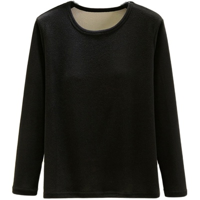 带胸垫德绒保暖上衣女士秋冬加绒加厚贴身圆领长袖秋衣内搭打底衫