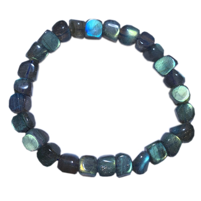 天然冰种彩光拉长石随形手链女生