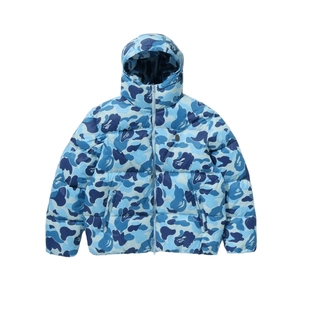 BAPE男装25年秋冬猿人金属标迷彩图案连帽羽绒服304441P