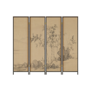 新中式实木屏风隔断客厅美学装饰遮挡折叠移动折屏复古办公室餐饮