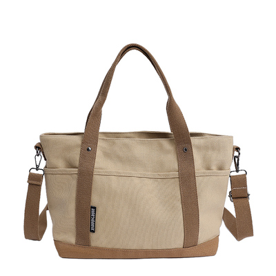 手提两用单肩斜挎帆布小型托特包