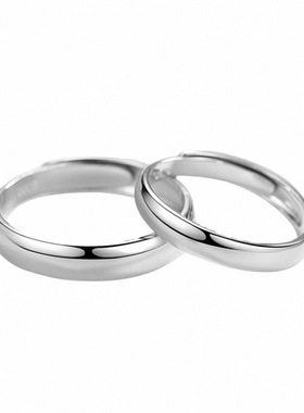 正品s999足银戒指女纯银女光面