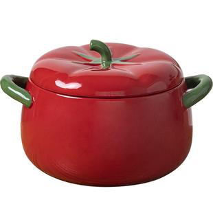 西红柿陶瓷双耳汤碗带盖家用嗦粉学生宿舍泡面碗螺蛳粉碗专用餐具