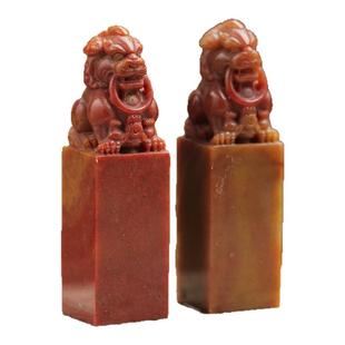 西泠印社 孤山石门狮钮印石套装含印泥手工篆刻姓名刻字印章石材方章精品文房四宝定制送礼盒装