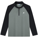 特步童装秋季儿童德绒打底衫男童加绒卫衣中大童半拉链户外长袖T