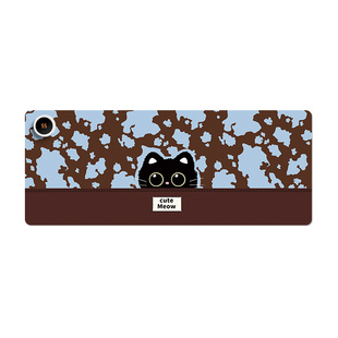 花间词黑色小猫加热鼠标垫超大发热暖桌垫冬天女高颜值办公室桌面加热垫保暖防水电脑键盘垫子智能恒温电热板