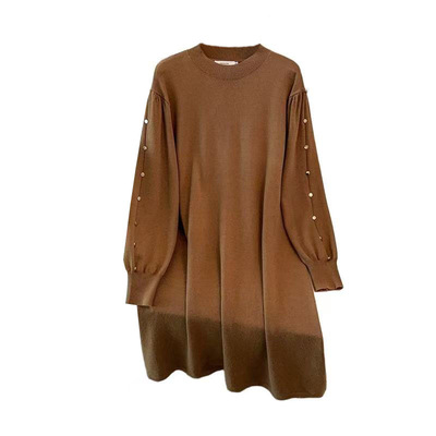 特大码法式针织毛衣连衣裙女冬季