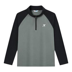 特步儿童加绒卫衣男童双面德绒打底衫秋冬季新款中大童半拉链长袖