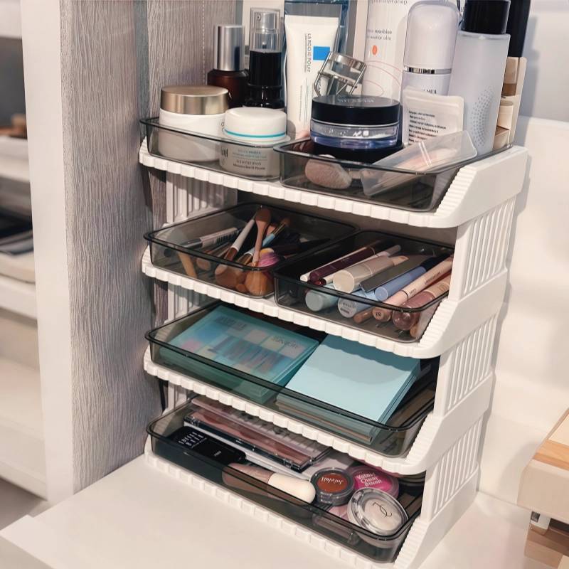 化妆品收纳盒宿舍桌面置物架口红面膜护肤刷多层抽屉式防尘大容量