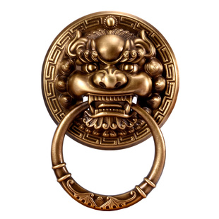 中式仿古实木纯铜大门环狮子头兽头古建庭院寺庙祠堂门环拉手拉环