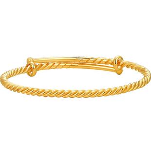 明牌珠宝黄金宝宝手镯 足金小浪花可爱宝宝福气长命镯 AFJ0020