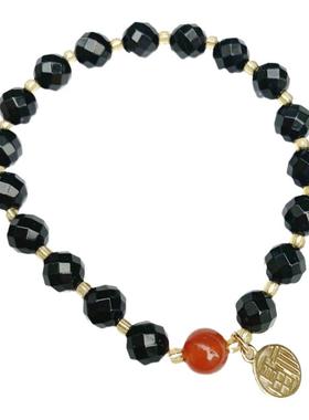 招财纳福柿子红挂件黑玛瑙包邮