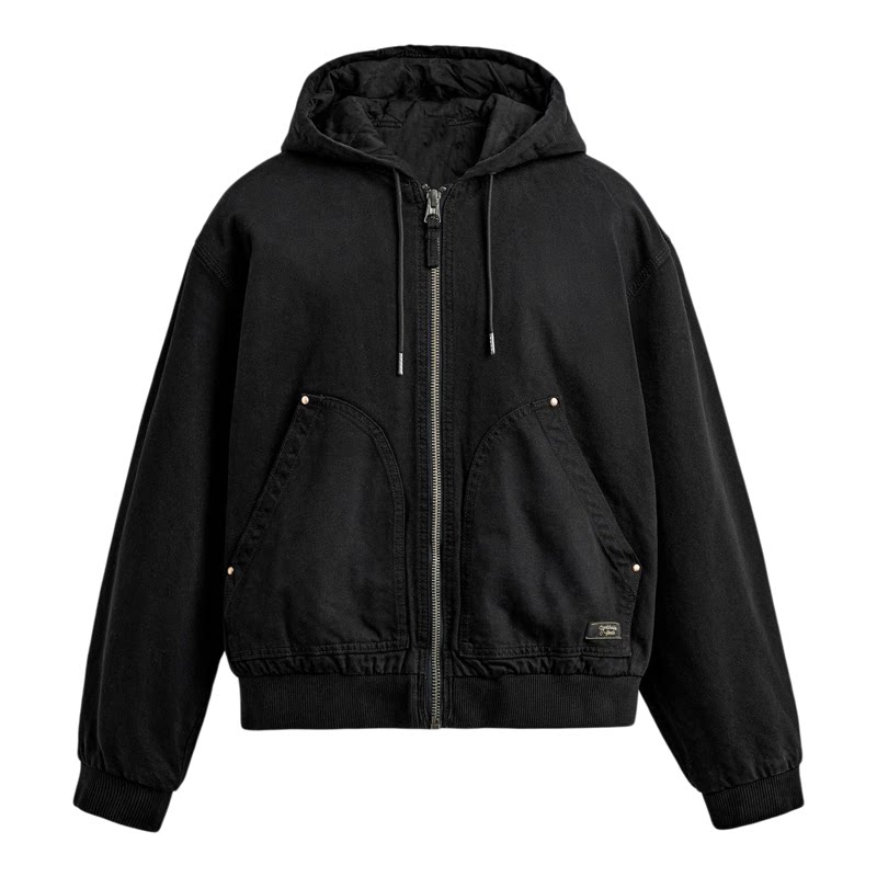 柜549!25秋季新品 男装 棉质宽松连帽水洗棉服外套 6987350 800