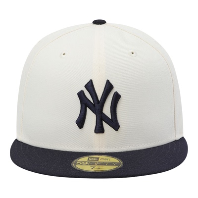 韩国代购NEWERA纽亦华5950平沿全封闭棒球帽NY纽约扬基米白拼藏蓝