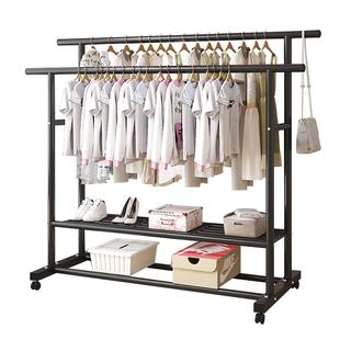 晾衣架落地家用可移动卧室凉衣架阳台挂衣服架子室内简易杆衣帽架