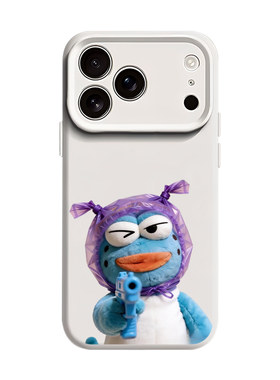 酷酷鱼适用苹果17情侣手机壳iPhone16promax比奇堡居民15新款14丑鱼13mini趣味12搞怪11磁吸x液态硅胶男女air