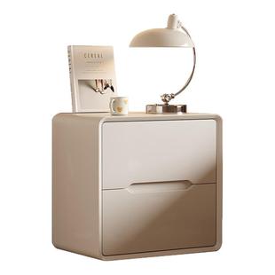 三梦全实木烤漆床头柜家用卧室小型收纳柜2025新款奶油风床边柜子