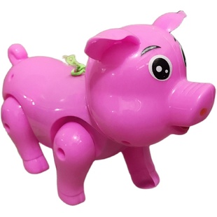 牵绳小猪玩具儿童电动猪网红抖音同款会跑会走路地摊发光带纤绳猪