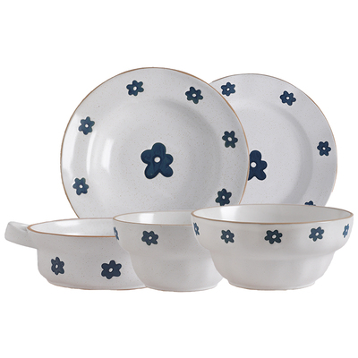 舍里陶瓷复古家用釉下彩碗盘餐具