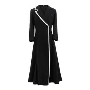 OFFIY-韩系名媛气质 经典黑白收腰通勤商务正式长袖秋冬连衣裙