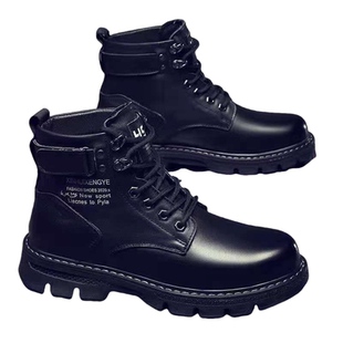 马丁靴男冬季男鞋新款高帮工装鞋男潮流百搭厚底男士休闲短靴皮靴