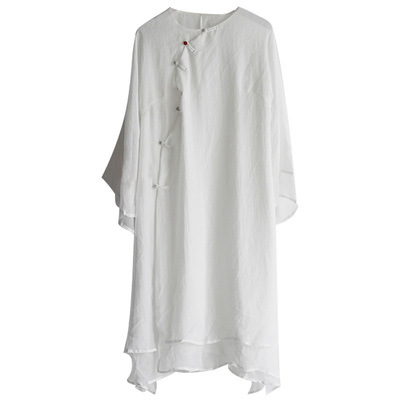 棉麻记超柔双层长衫连衣裙女