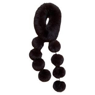 冬季新款仿狐狸毛皮草围脖女加厚保暖气质双面毛领毛毛球毛绒围巾