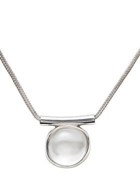 异形透明白水晶吊坠项链