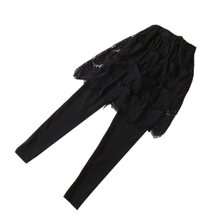 春秋薄款蕾丝假两件打底裤裙女外穿包臀裙裤短款大码胖高腰连裤裙