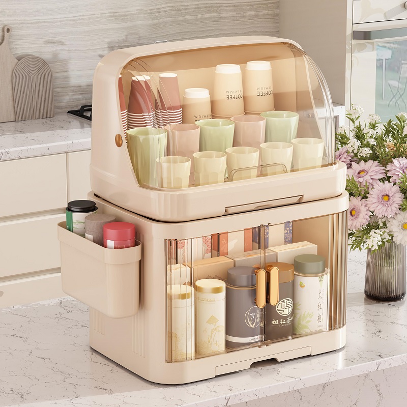 杯架防尘水杯收纳柜厨房餐桌茶具茶杯专用大容量桌面双层置物架子