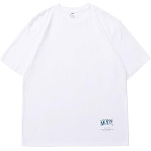 KXLFCHN 重磅240g 潮牌短袖t恤男宽松情侣白色纯棉打底衫百搭半袖