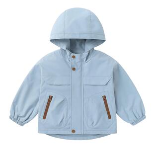 右欧男童女童连帽外套纯色多巴胺户外春秋季新款童装儿童山系上衣