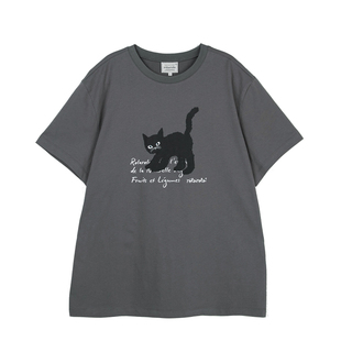 [张元英同款]ROLAROLAFriends系列猫咪T恤全棉宽松垂感随性短袖