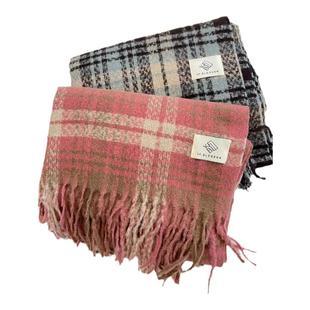 围巾冬季女2025新款薄荷绿色格子羊绒韩系百搭氛围高级感加厚围脖