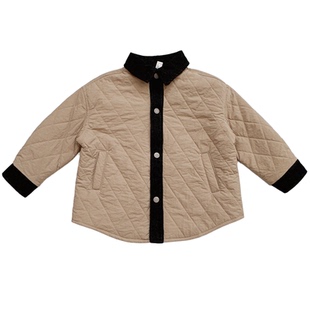 洋气拼接~男童薄棉衬衫外套中小童深秋初冬装上衣薄款夹棉衬衣潮