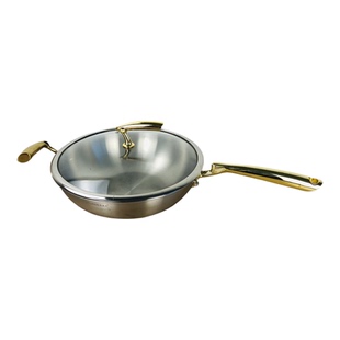 瑕疵特厚一体三层复合316不锈钢不粘平底锅无涂层煎炒锅电磁炉30