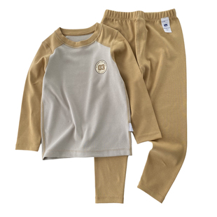 厚厚暖暖/螺纹织/伸展更自如/男童无骨家居服内衣套装
