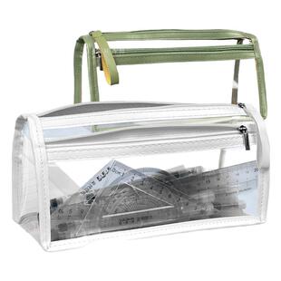 全透明笔袋考试笔袋考试证件文具收纳袋大容量痛包小学生初高中生双层日系文具笔袋简约文艺青年笔袋考试专用